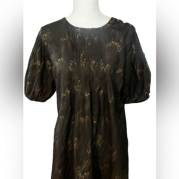 Ted Baker London Puff Sleeve Mini dress Black Whimsy Pintuck Front Size 4 US 10 - Picture 2 of 7